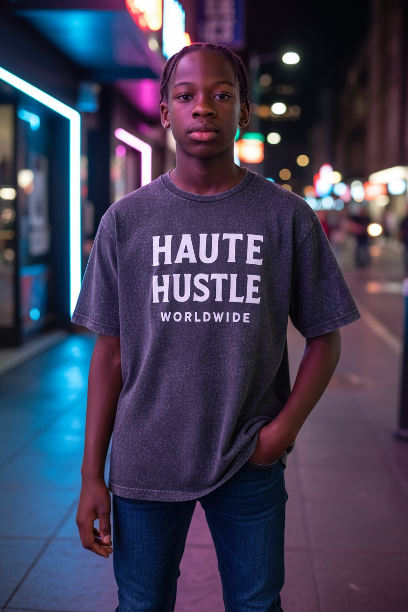 HAUTE HUSTLE WORLDWIDE™ Acid-Wash Tee
