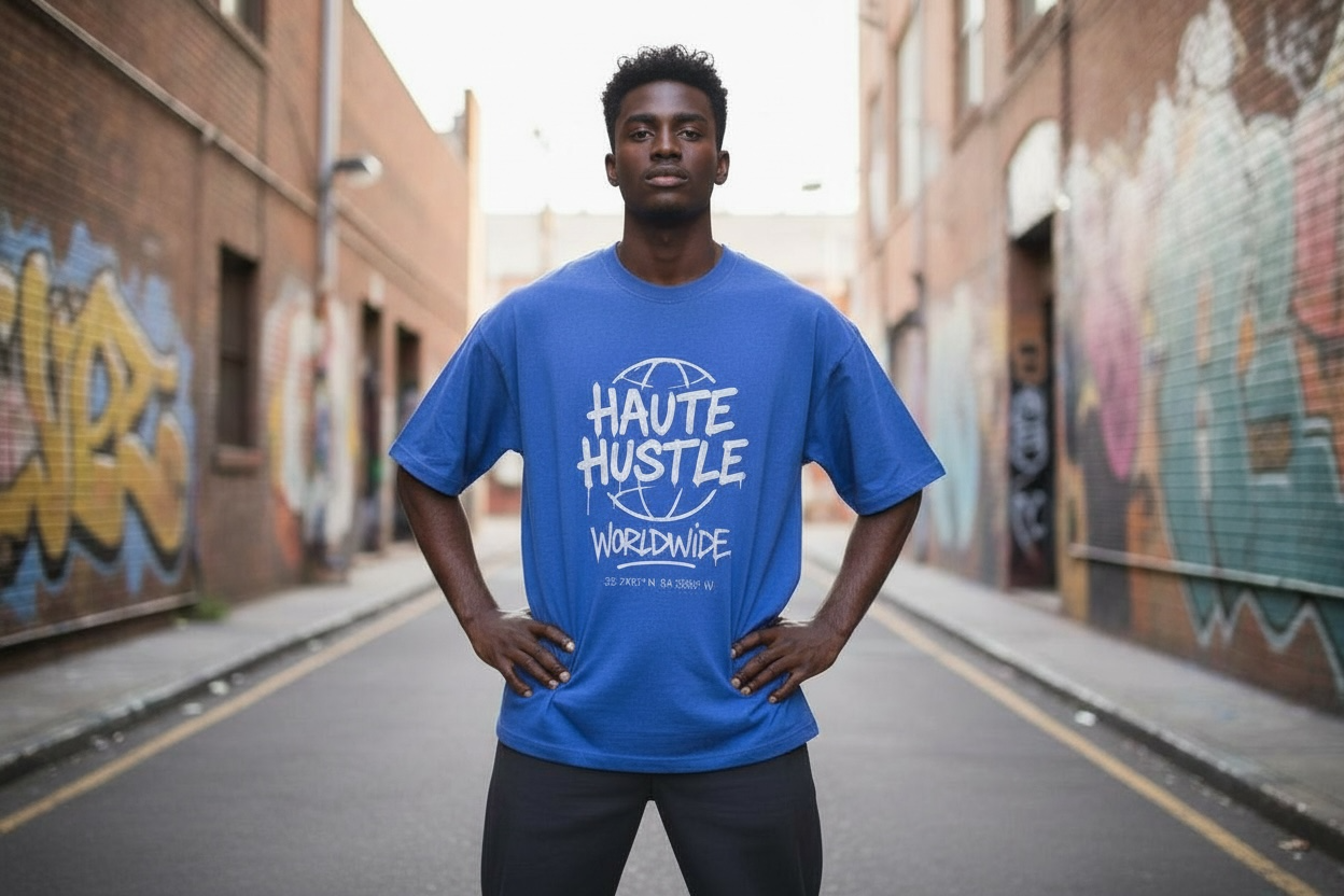 Haute Hustle Worldwide Tee – Royal Blue T-Shirt